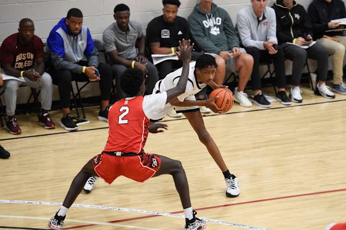 UNC basketball signee Drake Powell guards future Duke forward Isaiah Evans